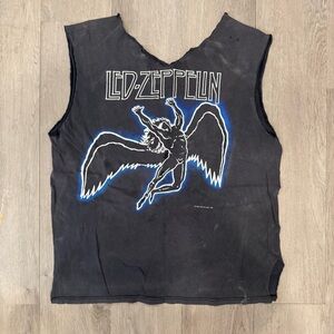 Vintage 1984 Led Zeppelin Glowing Icarus T-shirt Tank Customized Distressed L